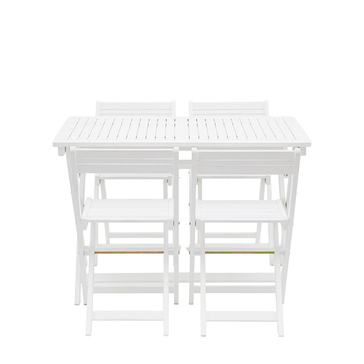 Lindos Acacia Folding Dining Set - White GalleryDirect 1