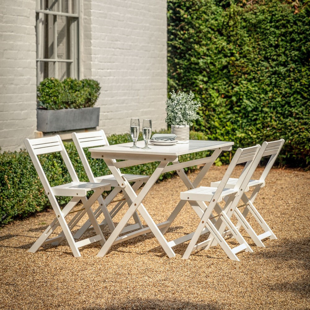 Lindos Acacia Folding Dining Set - White GalleryDirect 2