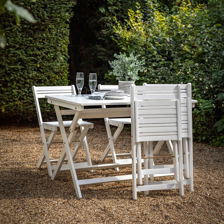 Lindos Acacia Folding Dining Set - White GalleryDirect 5