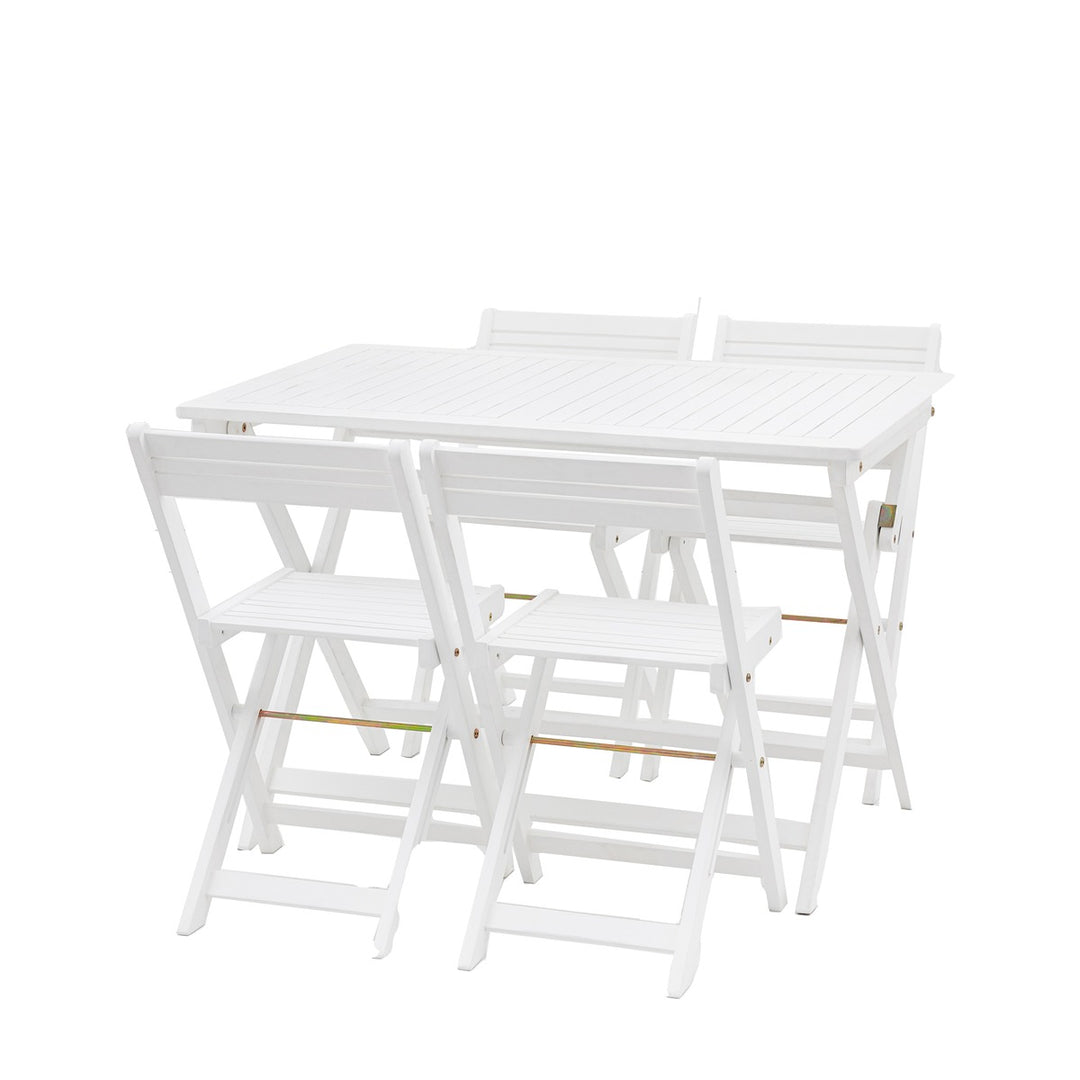 Lindos Acacia Folding Dining Set - White GalleryDirect 6