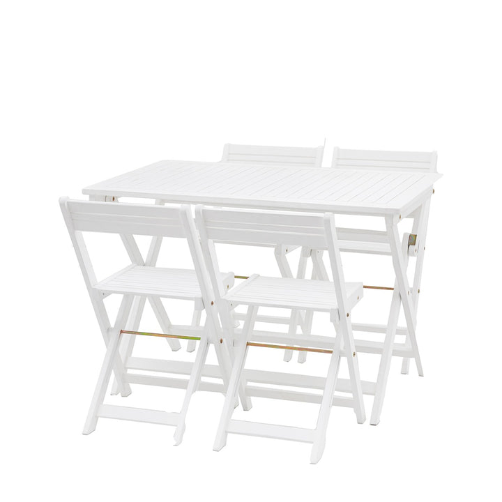 Lindos Acacia Folding Dining Set - White GalleryDirect 6