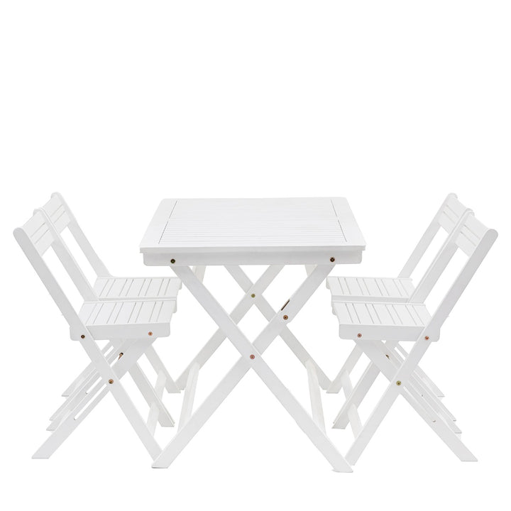 Lindos Acacia Folding Dining Set - White GalleryDirect 7