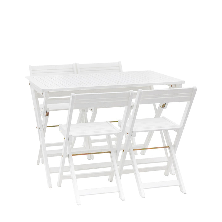 Lindos Acacia Folding Dining Set - White GalleryDirect 8