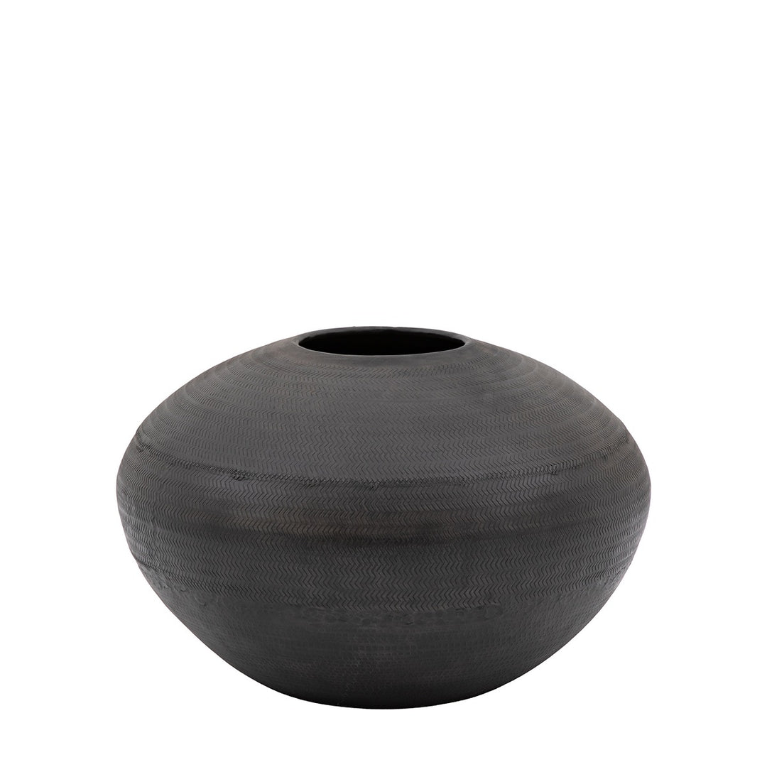 Artistic Aluminium Wide Vase - Black GalleryDirect 1
