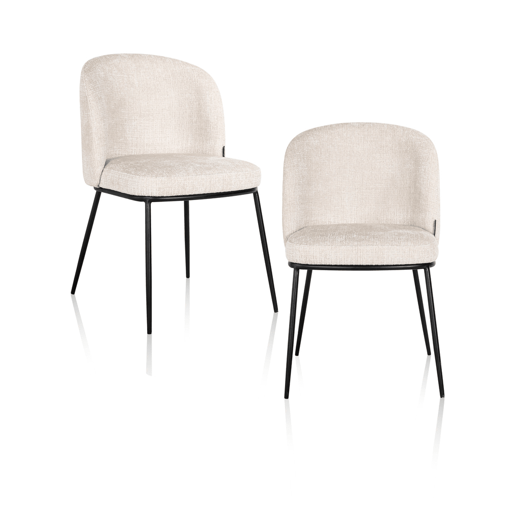 Elvi Set of 2 Dining Chairs - Beige Chenille