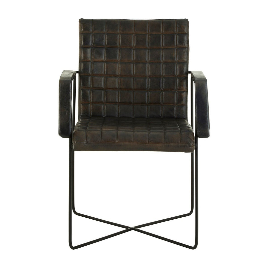 Buffalo Leather Weave Chair - Iron & Grey Premier 1