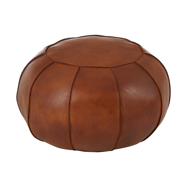 Buffalo Leather Pouffe - Tan Premier 1