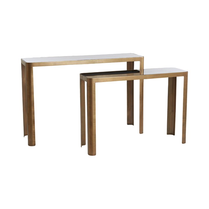 Light & Living Light & Living Set of 2 Oxe Antique Bronze & Smoked Gold Console Tables