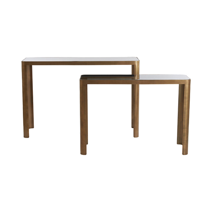 Light & Living Light & Living Set of 2 Oxe Antique Bronze & Smoked Gold Console Tables
