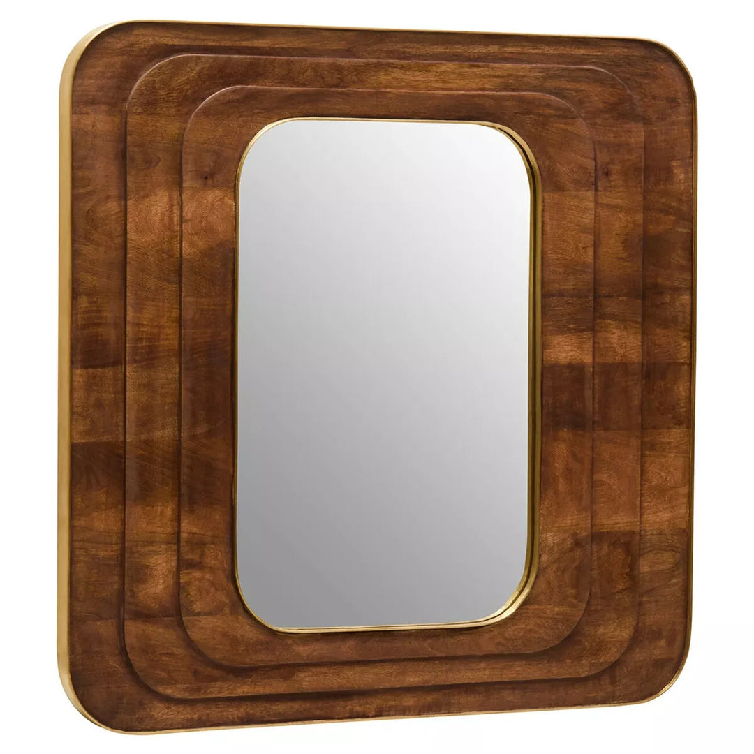 Sangar Mango Wood Carved Square Wall Mirror