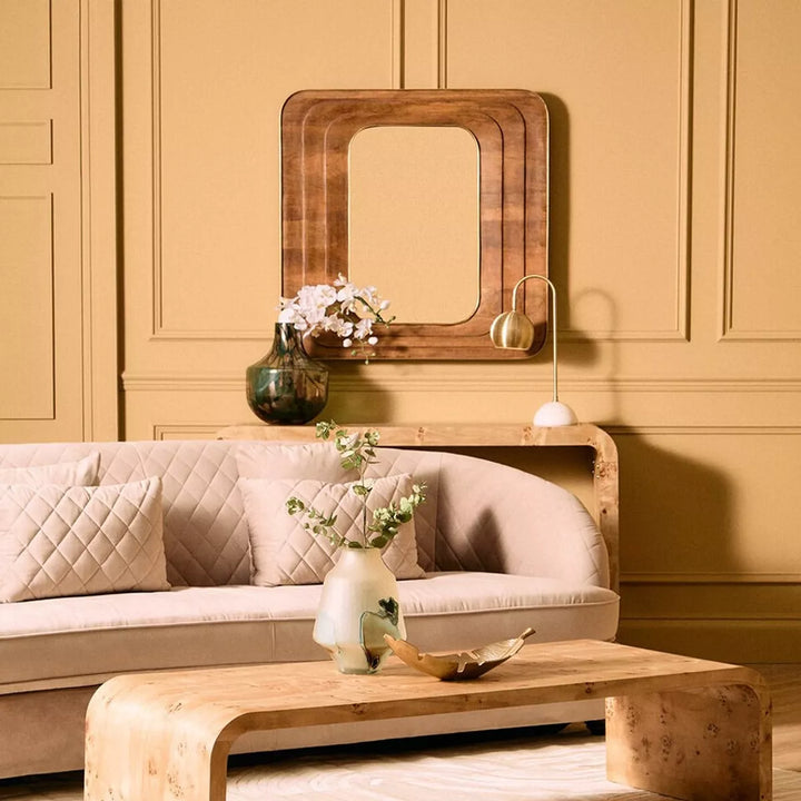 Sangar Mango Wood Carved Square Wall Mirror