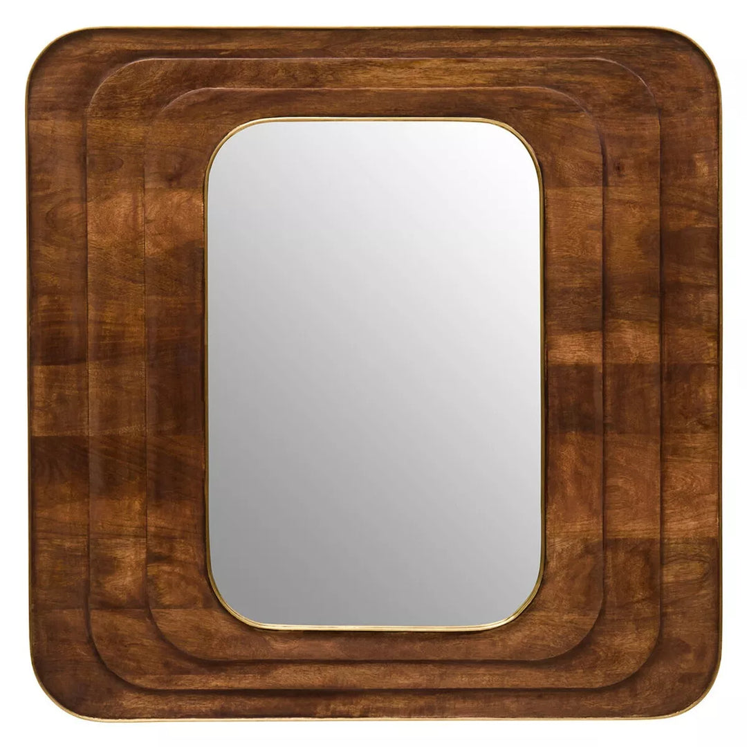 Sangar Mango Wood Carved Square Wall Mirror