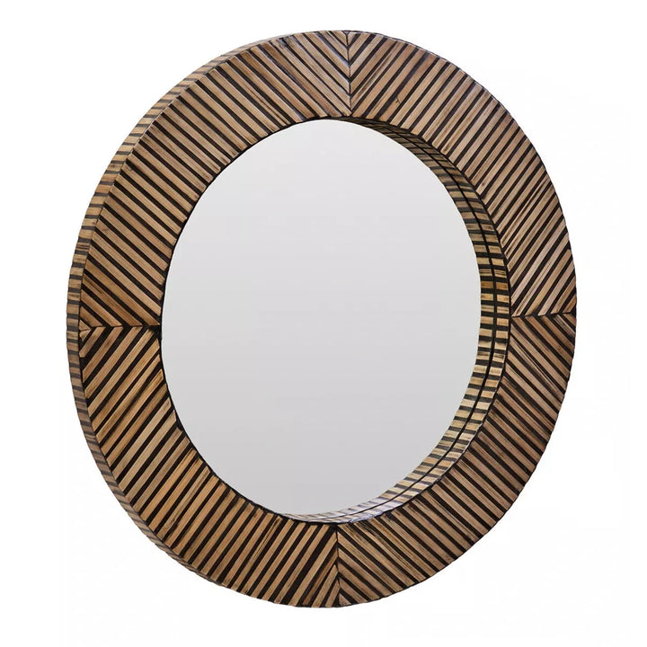 Bambusa Bamboo Inlay Round Wall Mirror