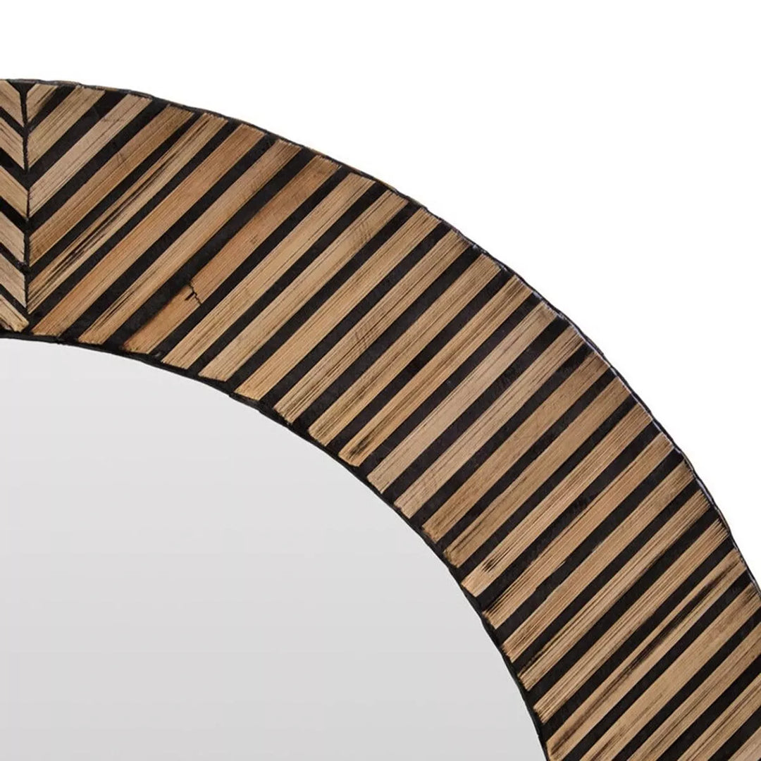 Bambusa Bamboo Inlay Round Wall Mirror