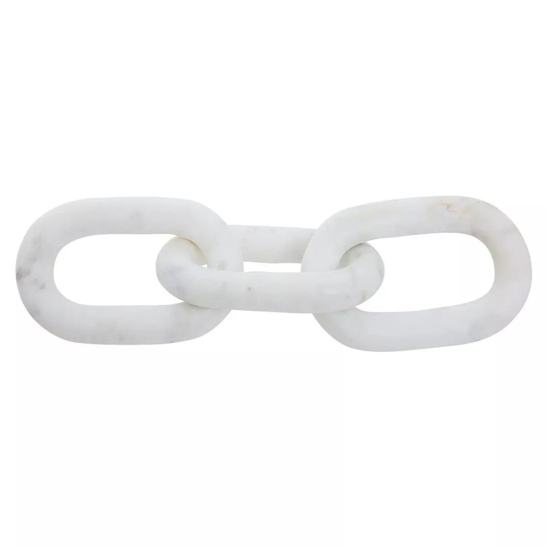 Nason Marble Three Link Chain Sculpture - White