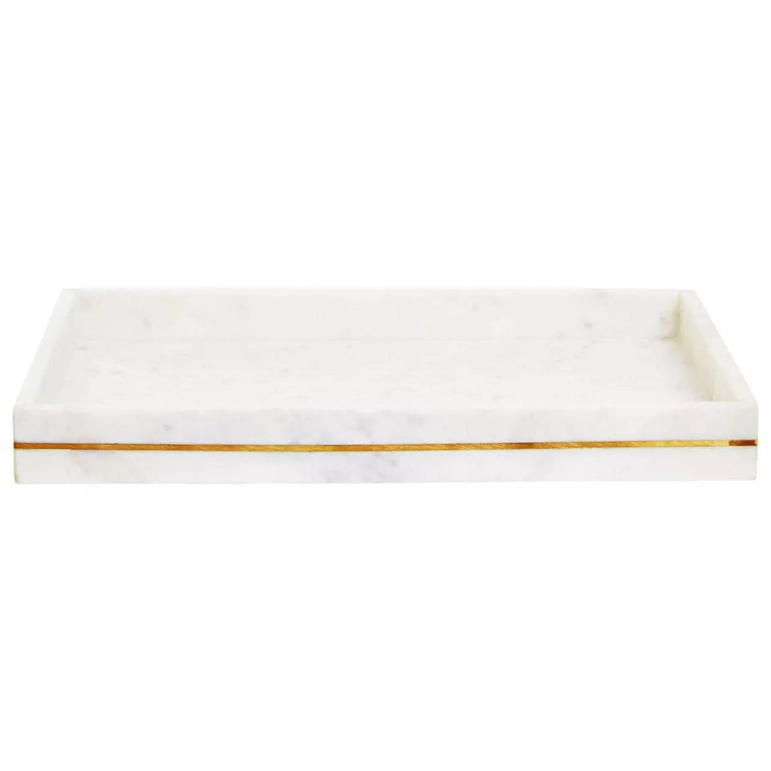 Sena White Marble Gold Inlay Tray