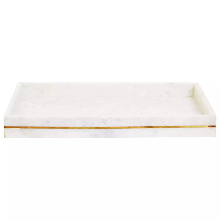 Sena White Marble Gold Inlay Tray