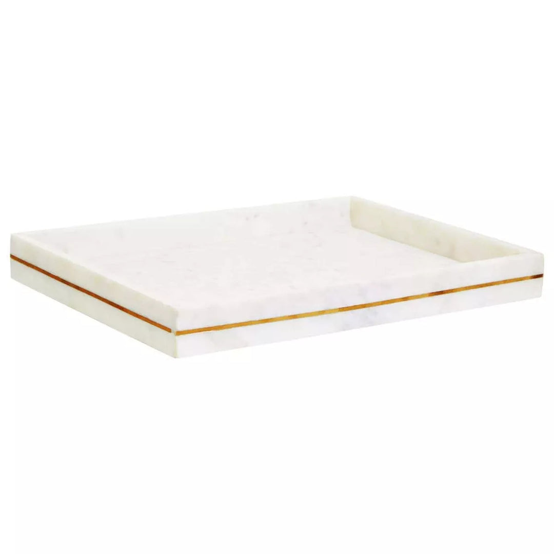 Sena White Marble Gold Inlay Tray