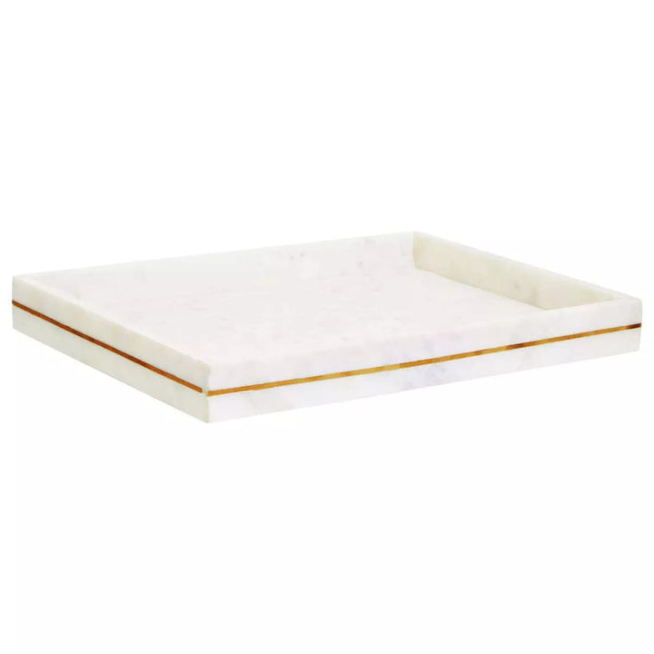 Sena White Marble Gold Inlay Tray
