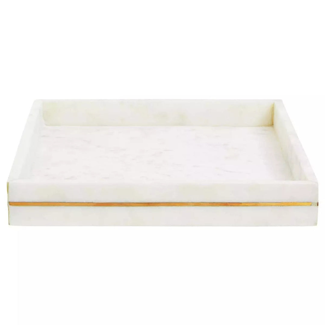 Sena White Marble Gold Inlay Tray