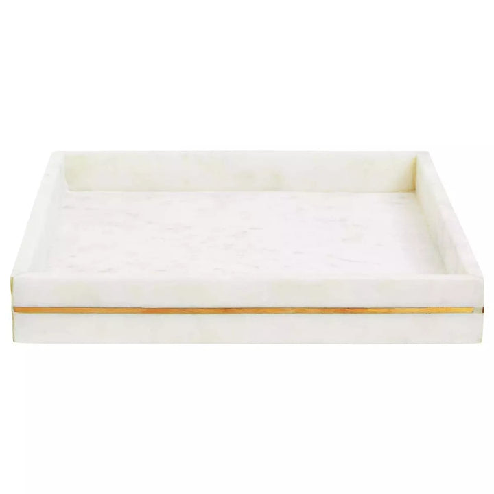 Sena White Marble Gold Inlay Tray