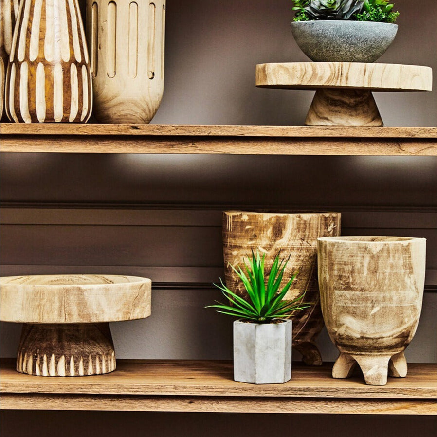 Arlo Engraved Wooden Vase - Natural Premier 2