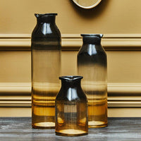 Olivia's Garbo Large Glass Bottle Vase in Black & Gold Ombre