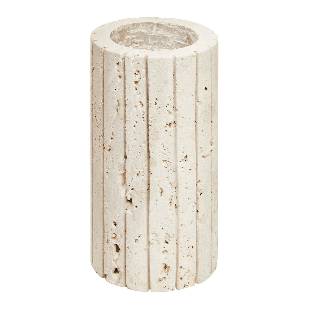 Tibor Ribbed Vase - Travertine Premier 1