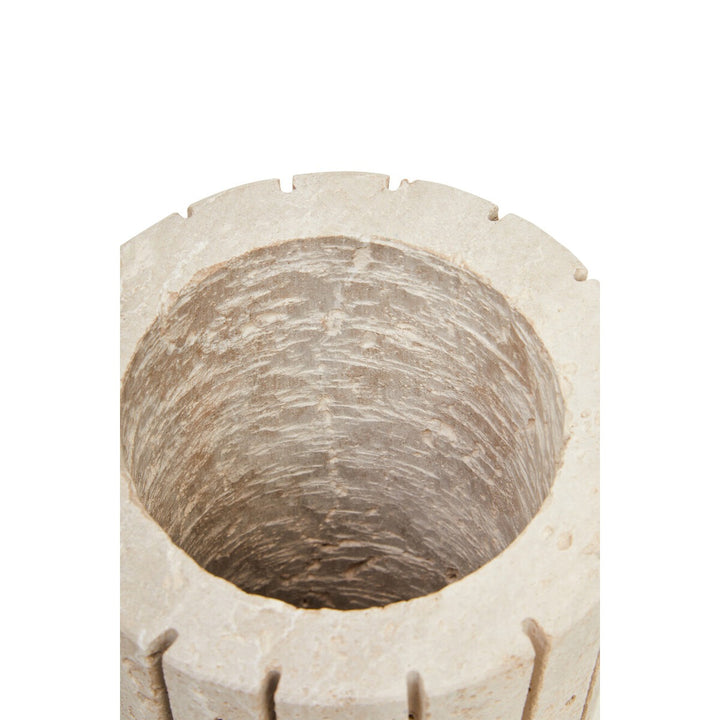 Tibor Ribbed Vase - Travertine Premier 5