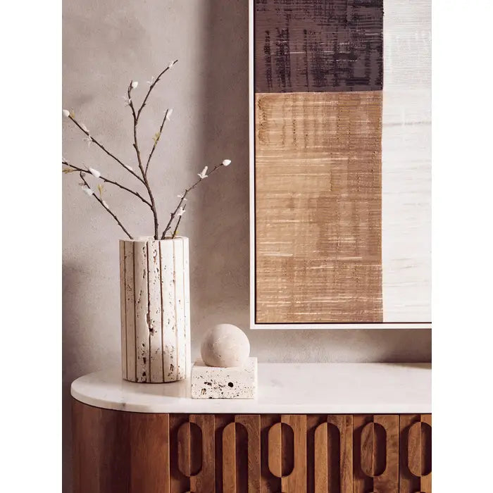 Tibor Ribbed Vase - Travertine Premier 2