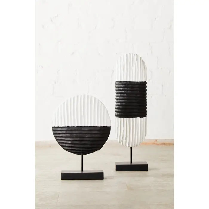 Fidel Oblong Sculpture - Black & White Mango Wood Premier 2