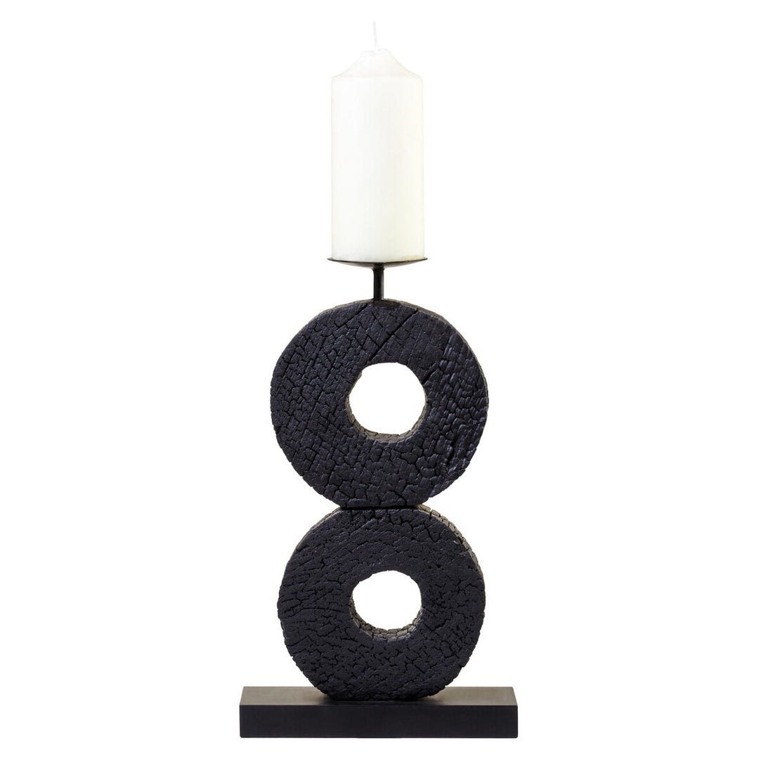 Fidel Large Charred Log Candle Holder - Black Mango Wood Premier 1