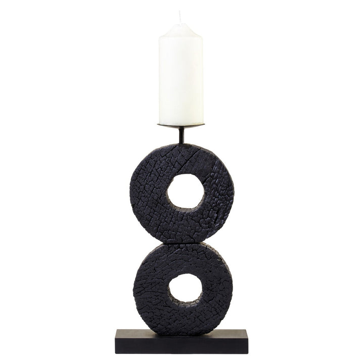 Fidel Large Charred Log Candle Holder - Black Mango Wood Premier 1
