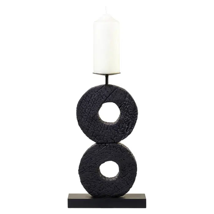 Fidel Large Charred Log Candle Holder - Black Mango Wood Premier 2