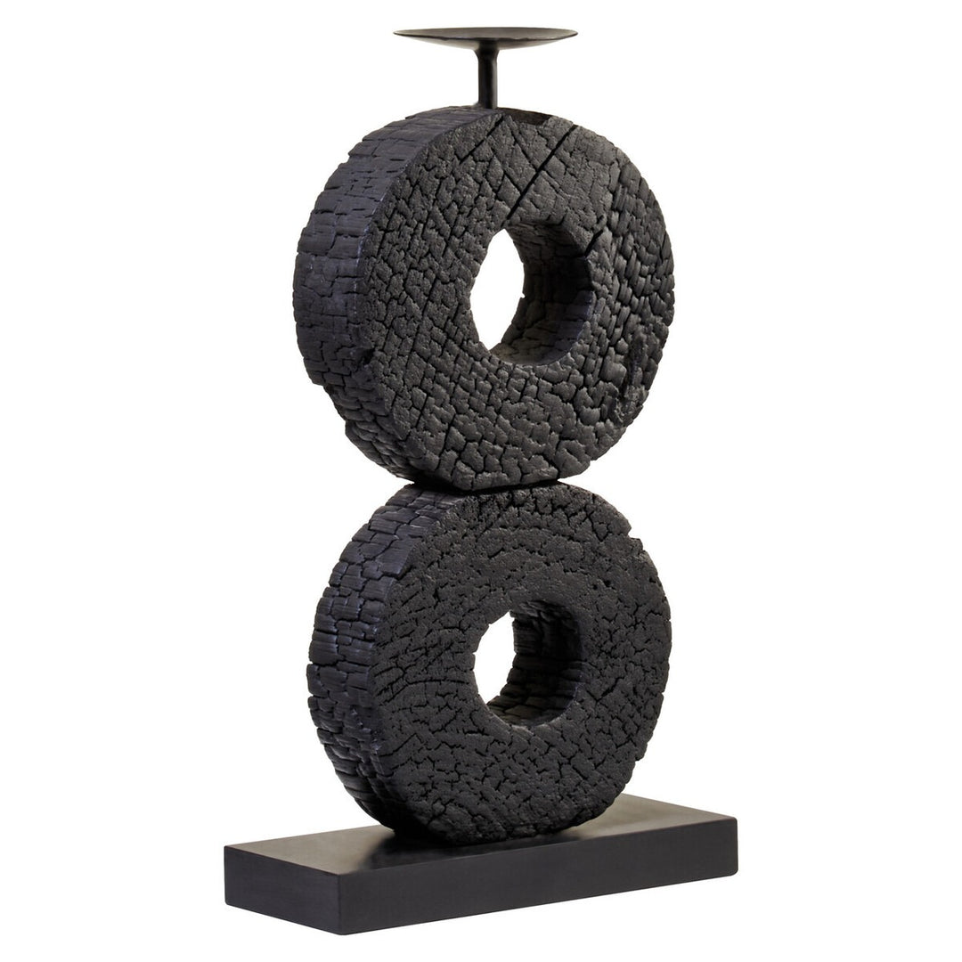 Fidel Large Charred Log Candle Holder - Black Mango Wood Premier 3