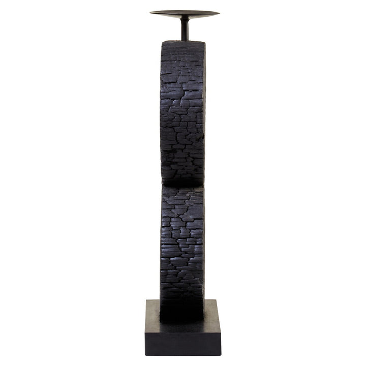 Fidel Large Charred Log Candle Holder - Black Mango Wood Premier 4