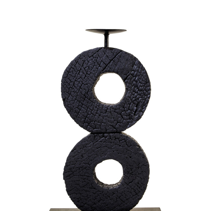 Fidel Large Charred Log Candle Holder - Black Mango Wood Premier 5