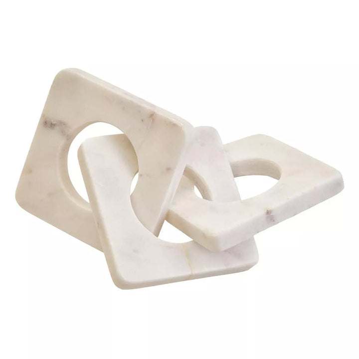 Nason White Marble Three Link Chain Decorative Sculpture
