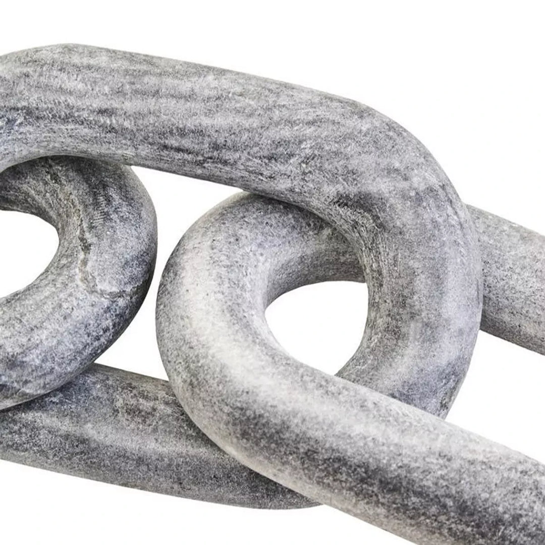 Nason Grey Marble Three Link Chain Decorative Sculpture