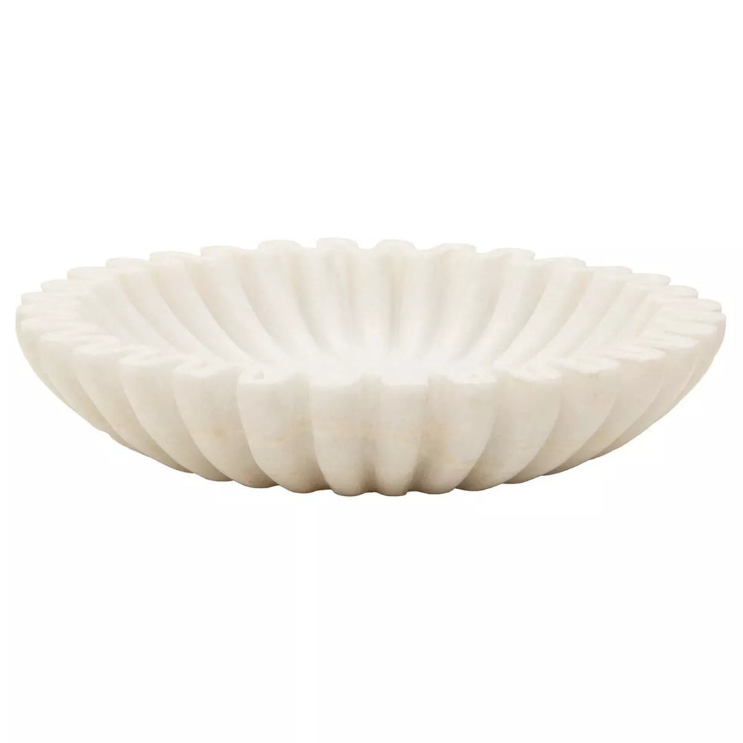 Savio Fluted Marble Bowl - White