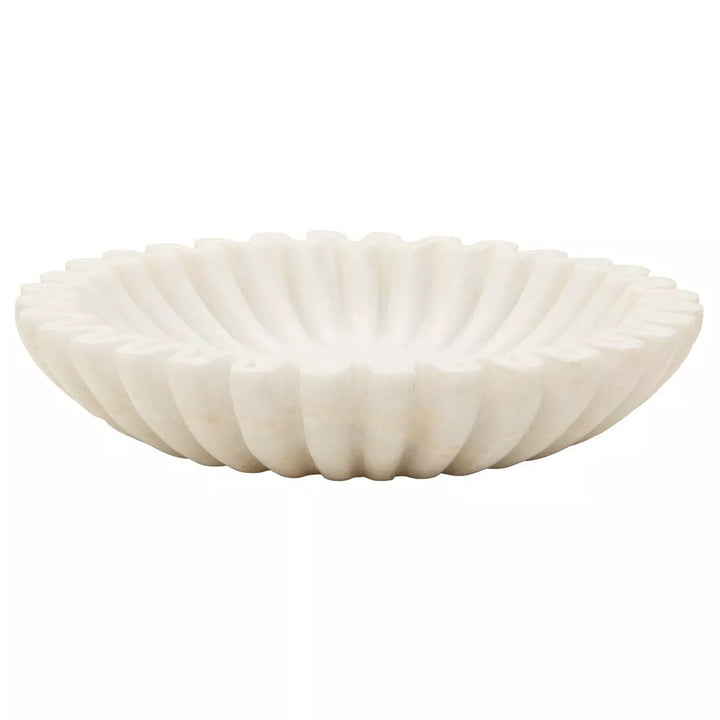 Savio Fluted Marble Bowl - White