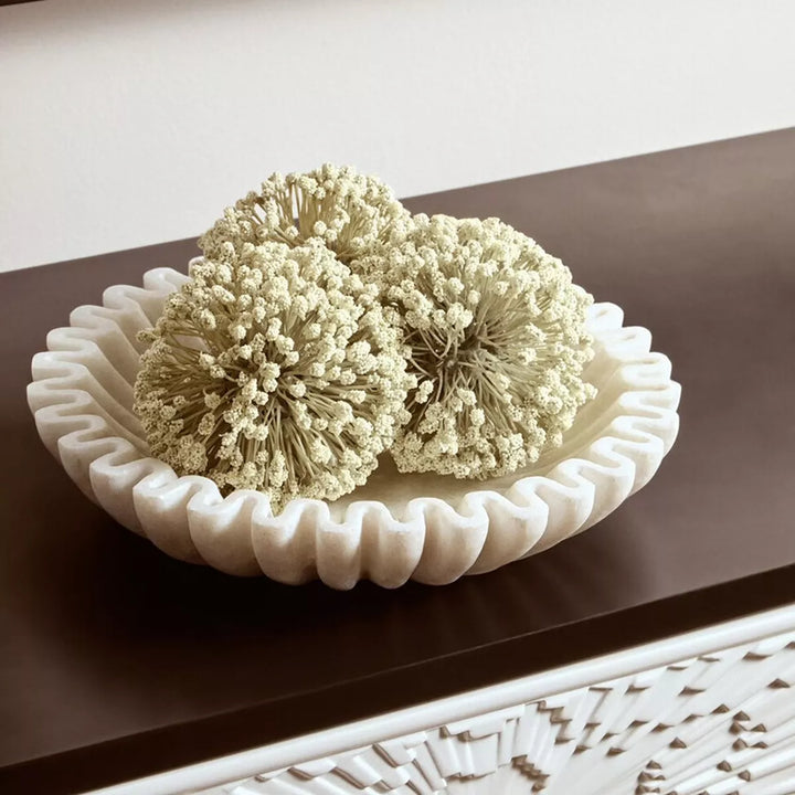 Savio Fluted Marble Bowl - White