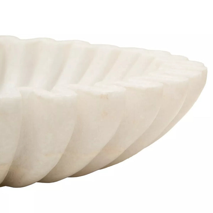 Savio Fluted Marble Bowl - White