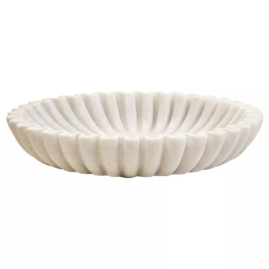 Savio Fluted Marble Bowl - White