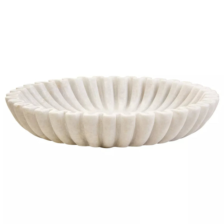 Savio Fluted Marble Bowl - White