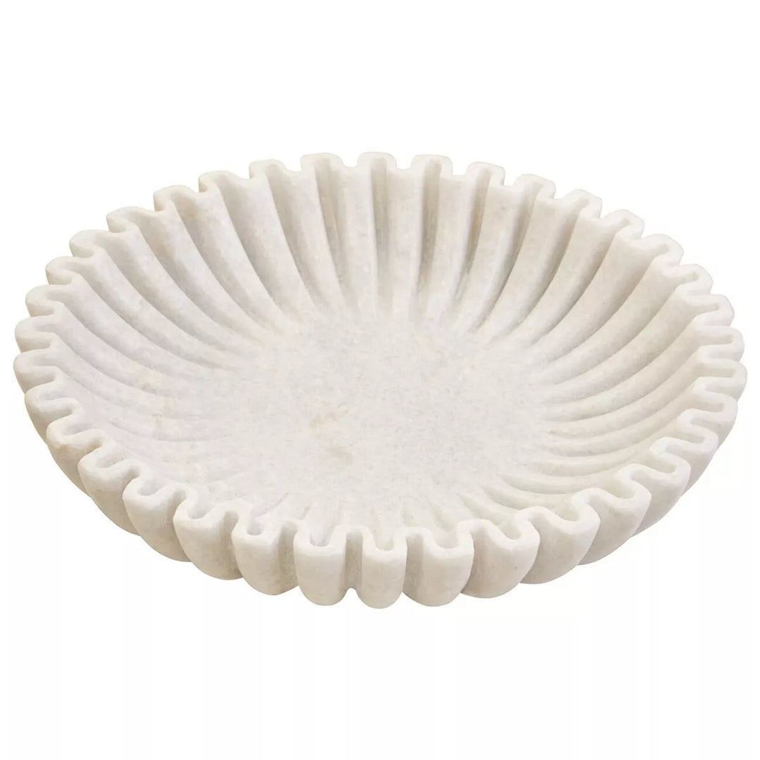 Savio Fluted Marble Bowl - White