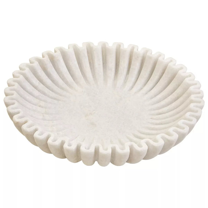 Savio Fluted Marble Bowl - White