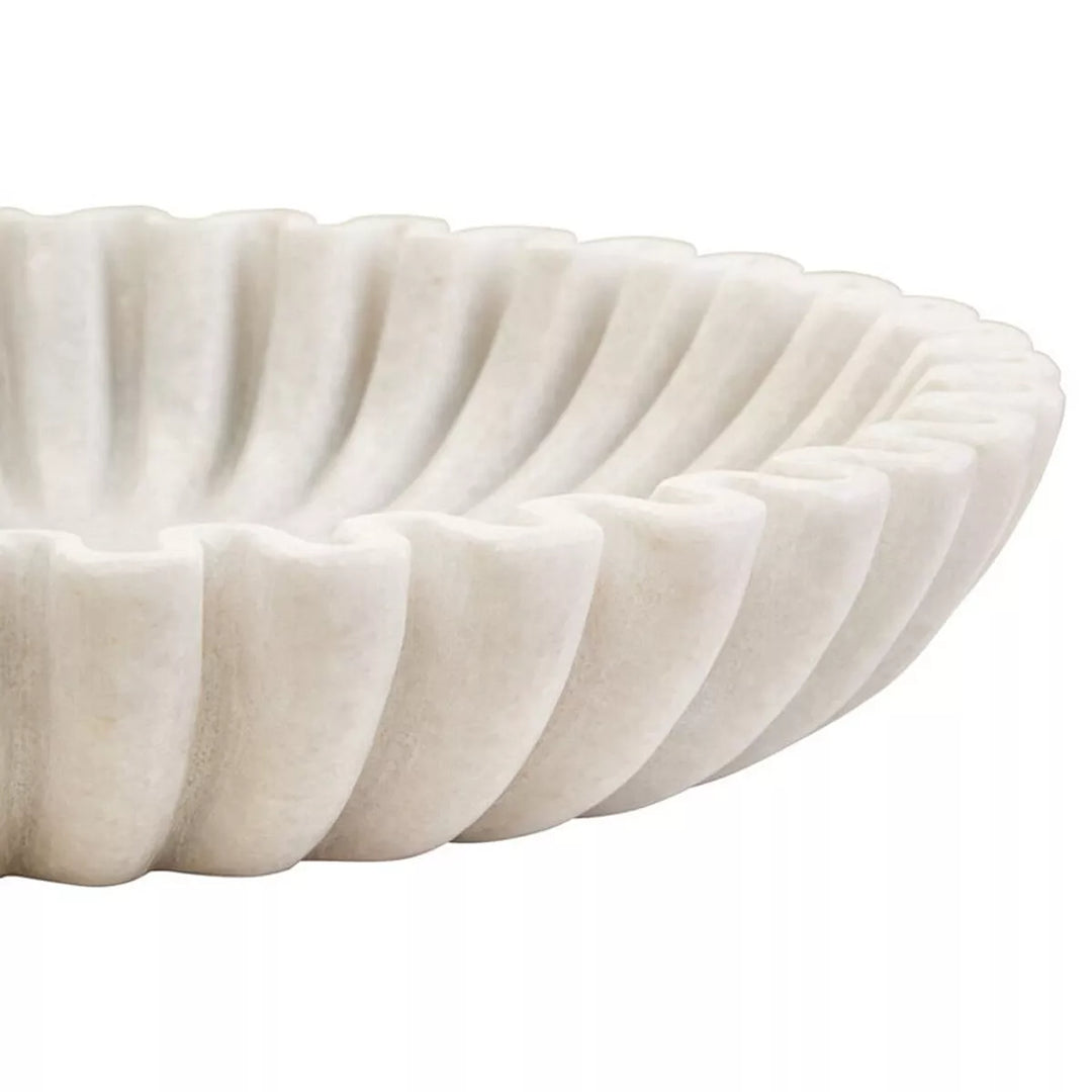 Savio Fluted Marble Bowl - White