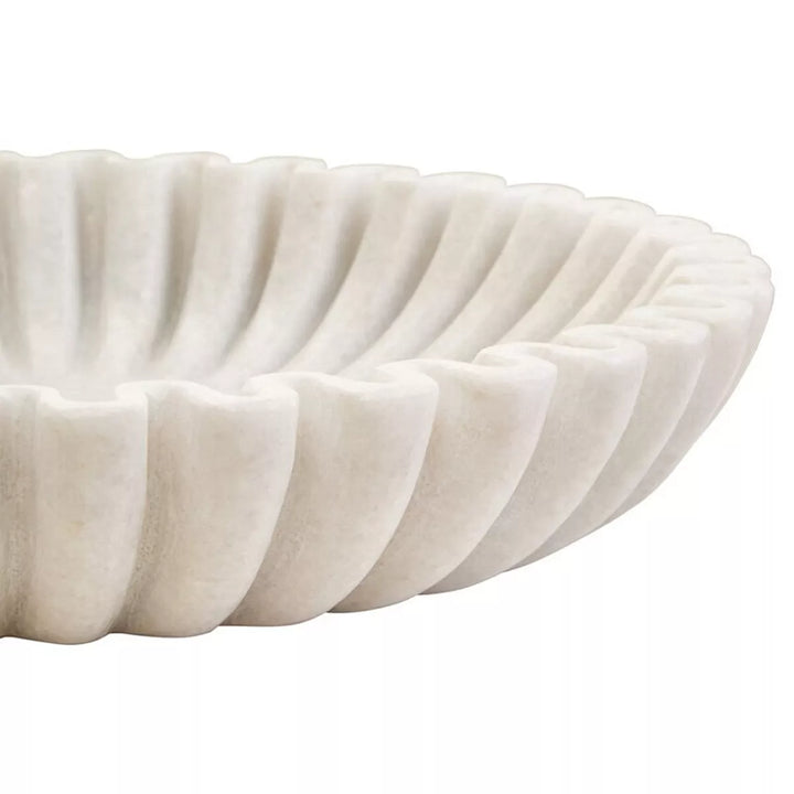 Savio Fluted Marble Bowl - White