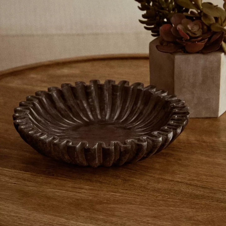 Savio Fluted Marble Bowl - Grey